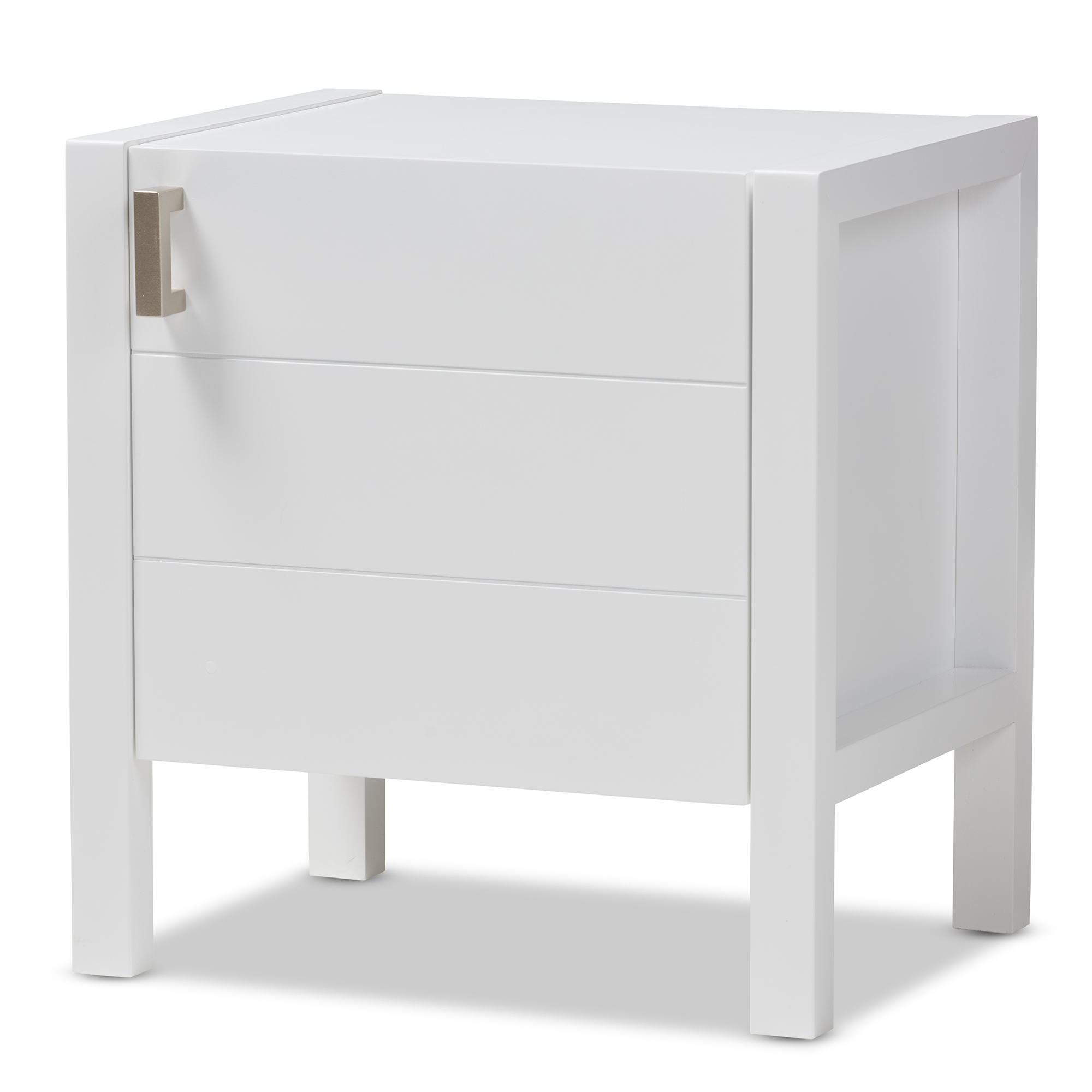 Baxton Studio Mandel Modern and Contemporary White Wood Nightstand Affordable modern furniture in Chicago, classic bedroom furniture, modern nightstand, cheap nightstands